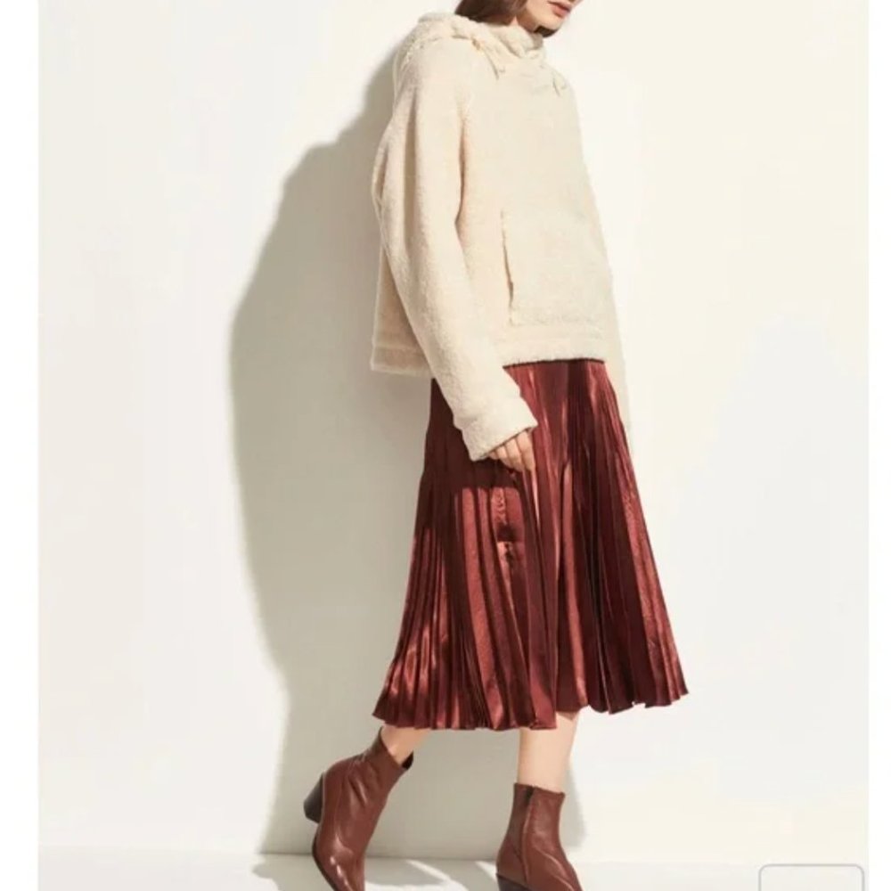 Vince $425 Cream Sherpa Oversized Hooded Pullover Jacket - Picture 5 of 10